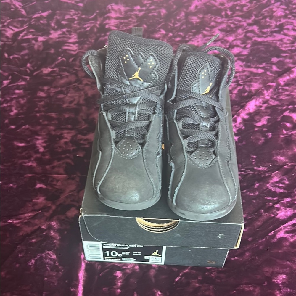 Jordan Kids' Black Sneakers with Gold Jumpman Accents